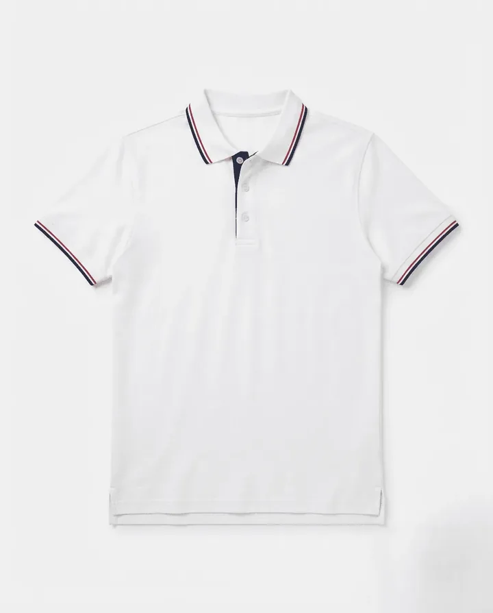 Tipped collar pique polo shirt flat lay sample by SP CREATION