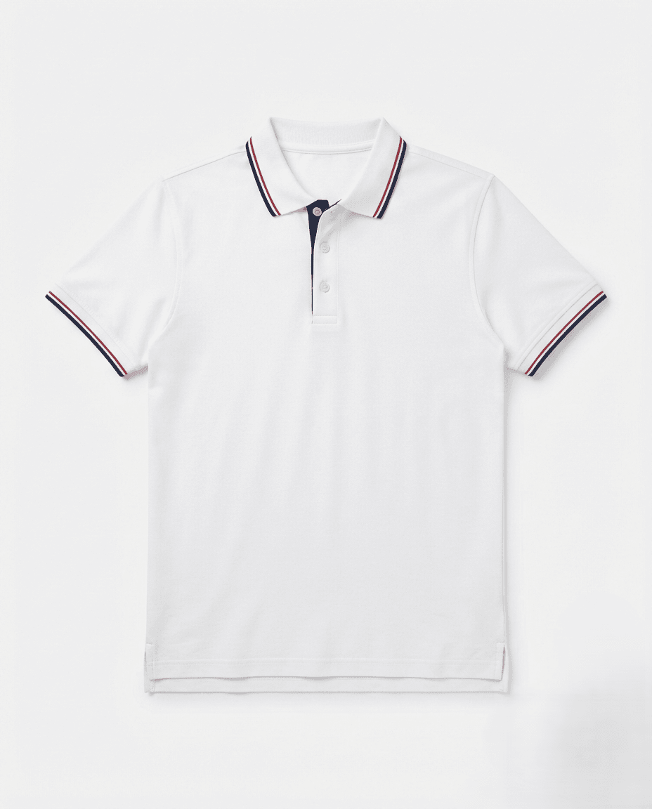 Tipped collar pique polo shirt flat lay sample by SP CREATION