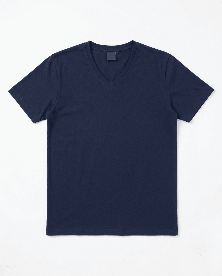 Cotton Sinker Fabric V-neck t-shirt flat lay sample by SP CREATION
