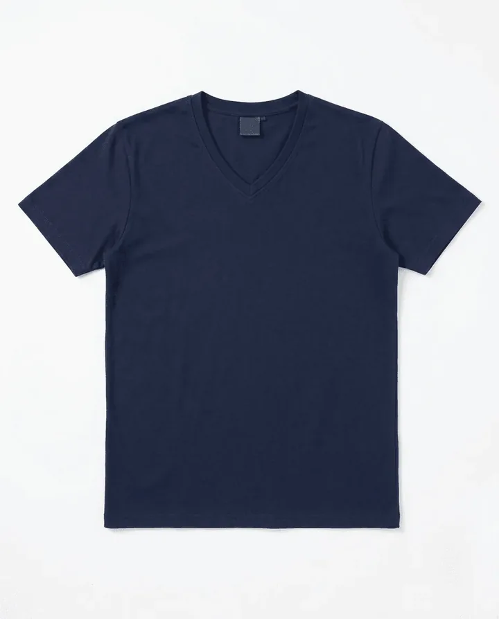 Cotton Sinker Fabric V-neck t-shirt flat lay sample by SP CREATION
