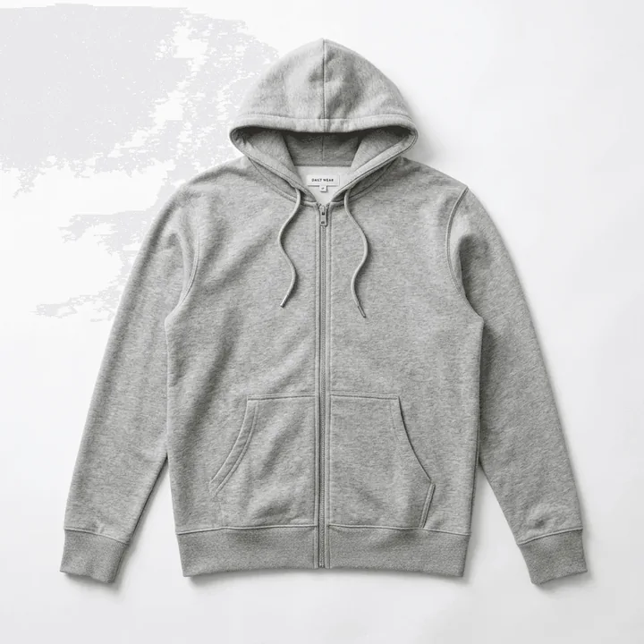Technical zip-up hoodie flat lay sample by SP CREATION