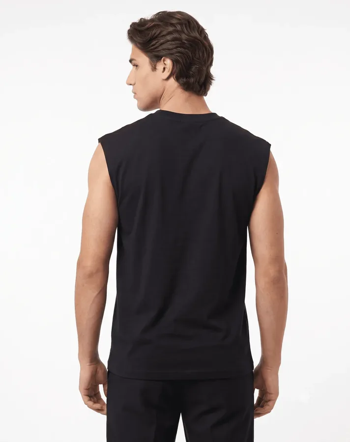 Sleeveless Gym Tank Rear View Model by SP CREATION