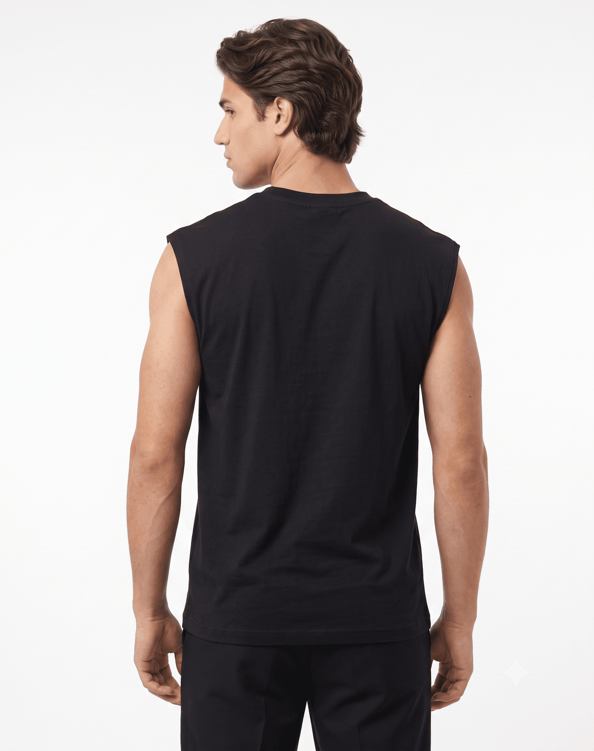 Sleeveless Gym Tank Rear View Model by SP CREATION