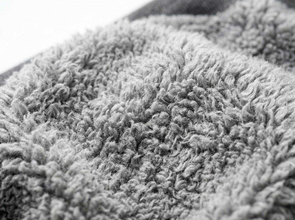 Macro close-up of soft fluffy brushed fleece interior sweatshirt lining