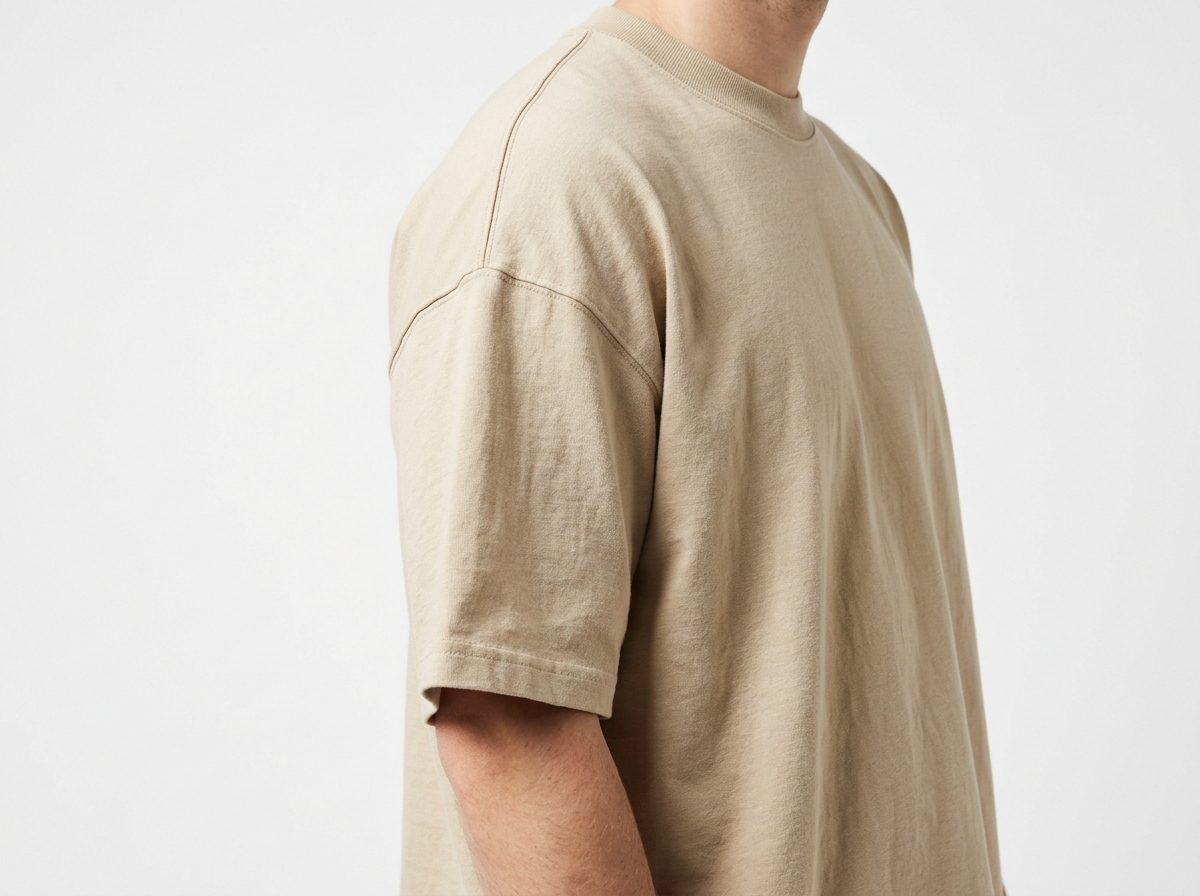 Drop shoulder t-shirt seam falling 3 inches down upper arm