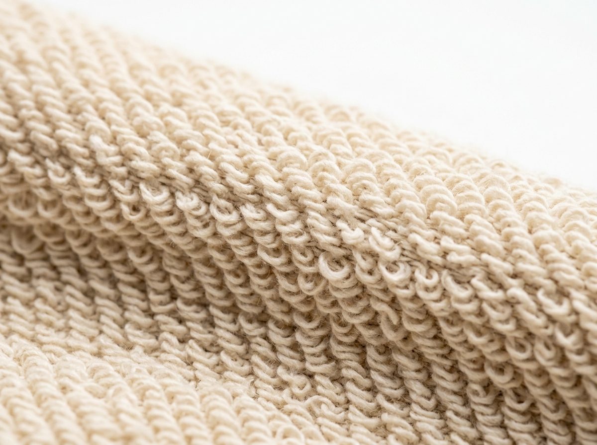 Macro close-up of unbrushed French Terry loopknit interior lining