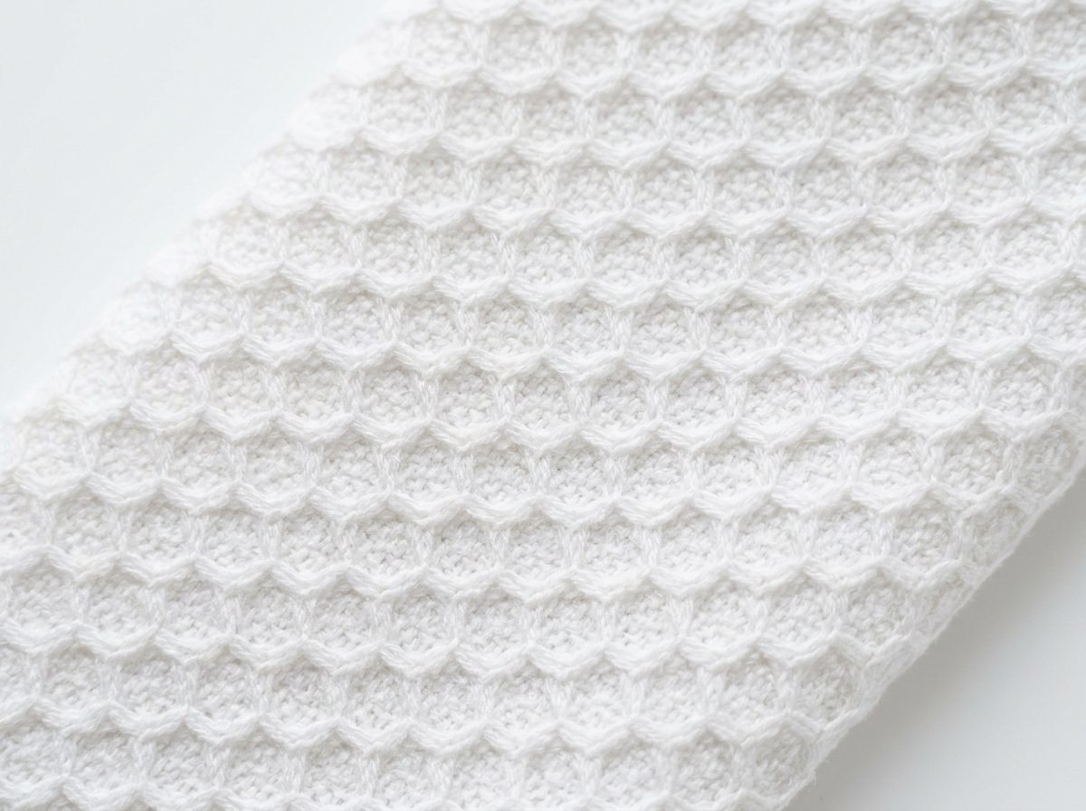 Pique knit polo shirt fabric with signature raised honeycomb waffle weave