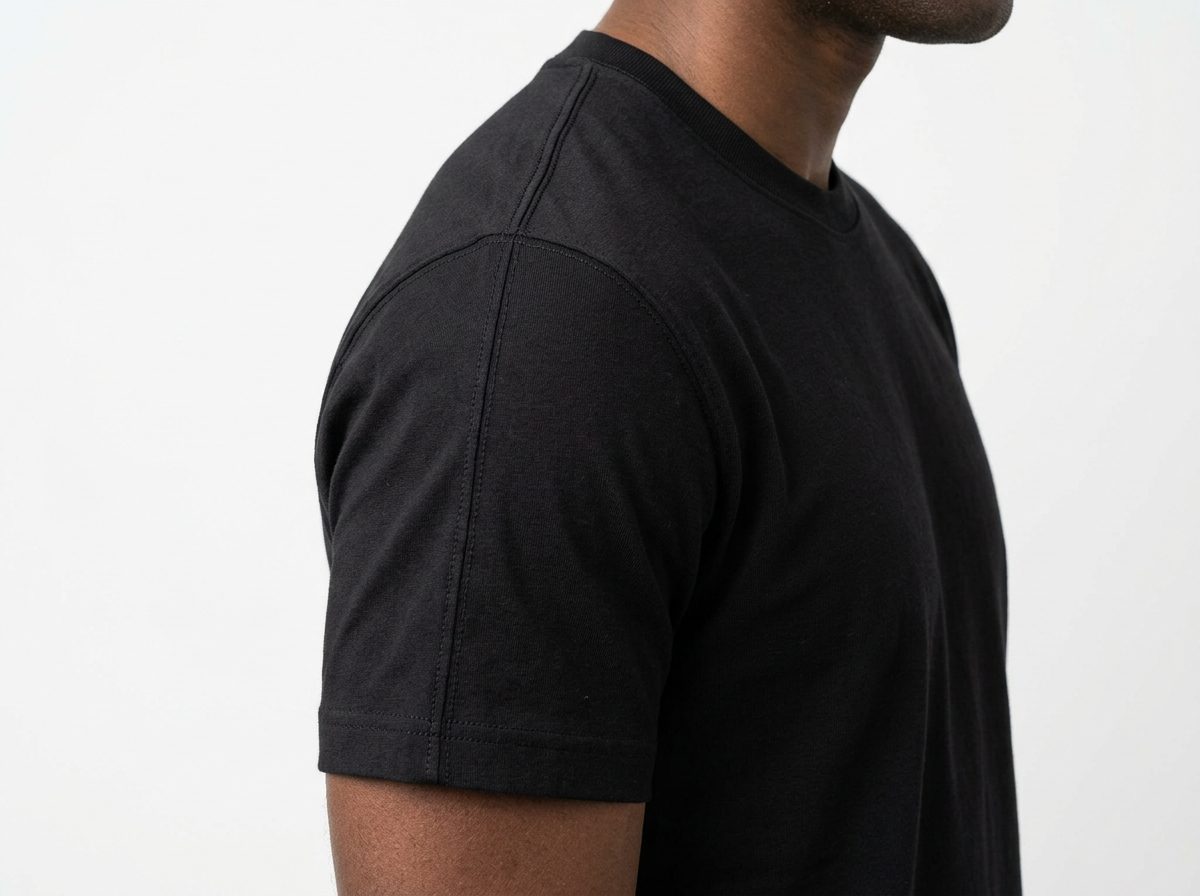 Regular fit t-shirt shoulder seam sitting on shoulder bone